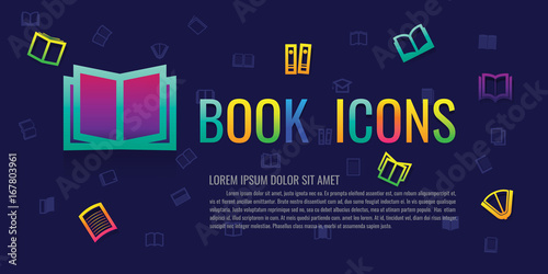 icons book. on blue background. logo. symbol
