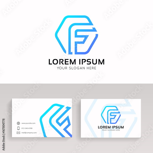 Minimalistic F letter logo sign linear design.