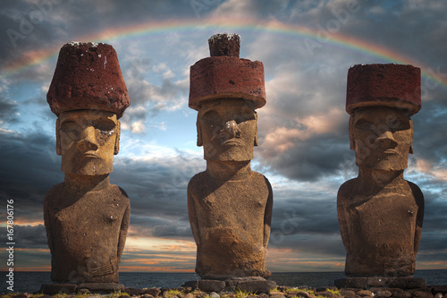 statue on Easter Island or Rapa Nui in the southeastern Pacific photo