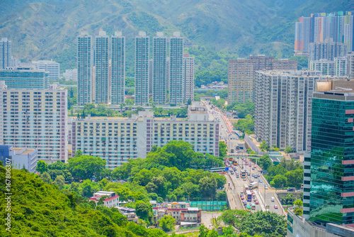 View from Mountain top in Hong Kong: Hong Kong housing in shatin