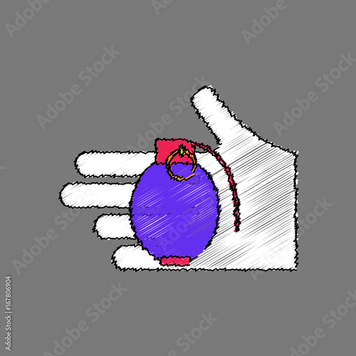 flat shading style icon frag grenade in hand