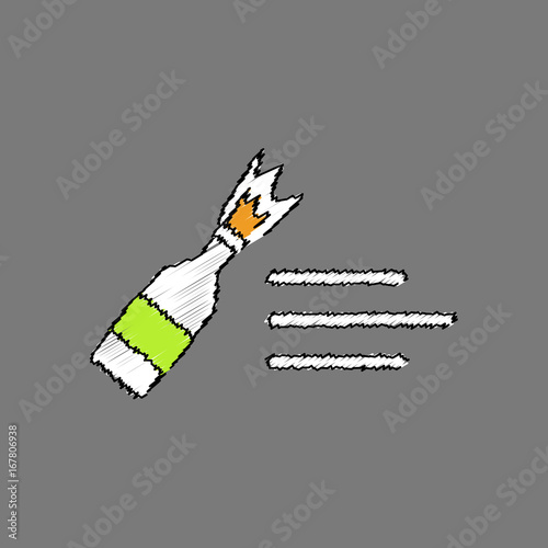 flat shading style icon Molotov cocktail thrown