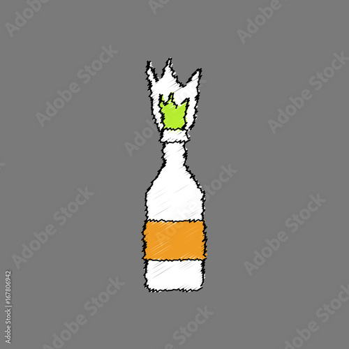 flat shading style icon Molotov cocktail thrown