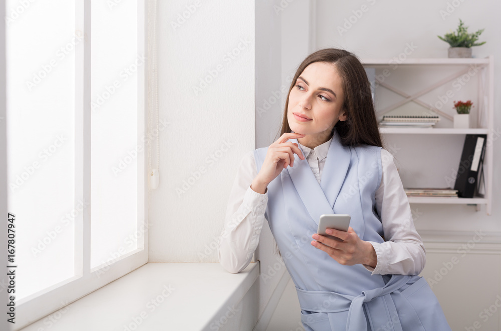 Business woman thinking about successful strategy Business woman thinking about successful strategy