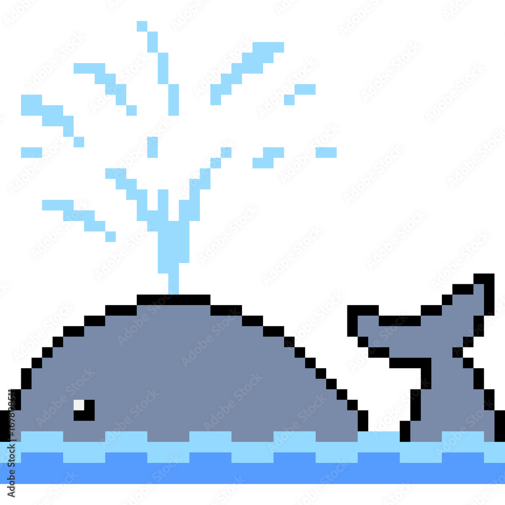 Fototapeta premium vector pixel art whale
