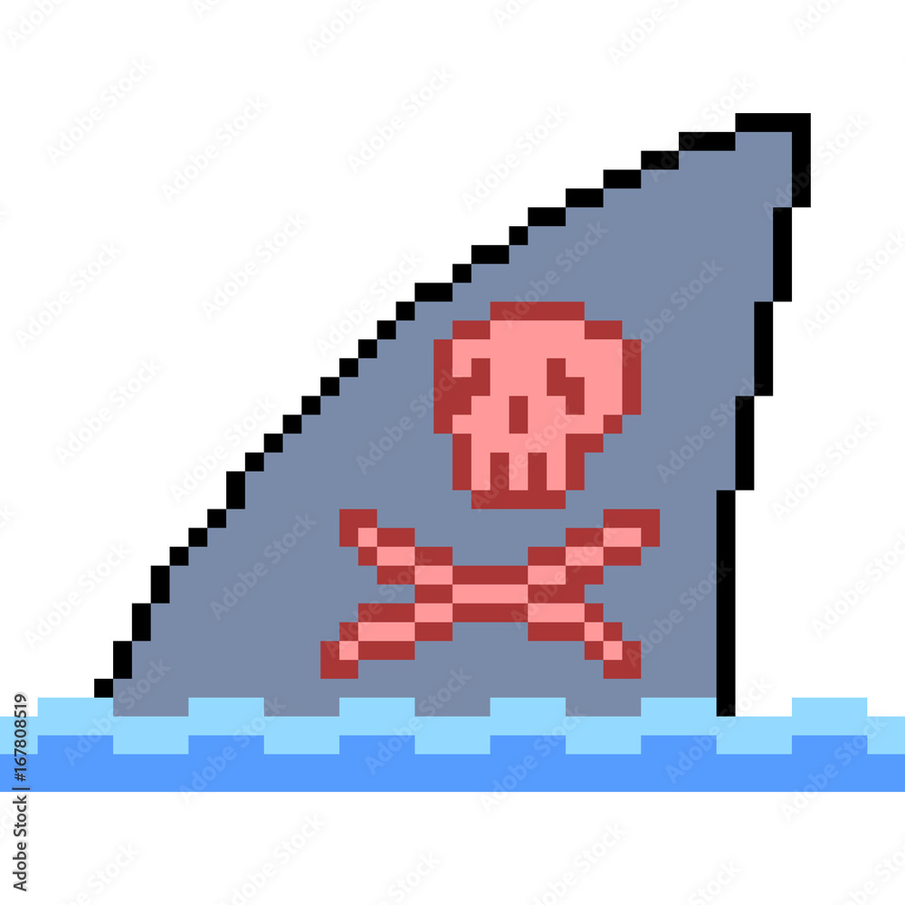 Obraz premium vector pixel art shark