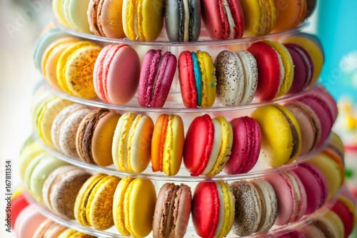 Round macarons of different colors