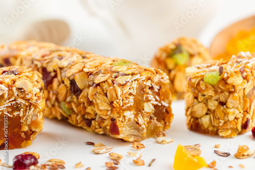 granola bars with dried fruits and honey