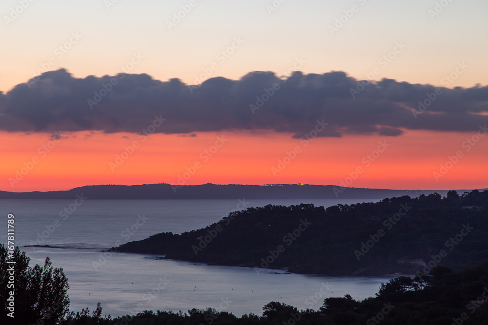 Sunrise on the islands of the Levant in the Mediterranean