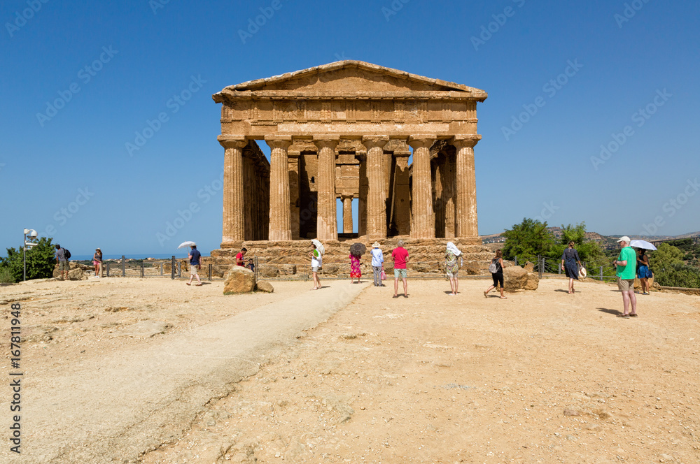 Agrigento, Italy - Tempio della Concordia. Valley of the Temples is an archaeo site in Sicily, southern Italy. The area was included in the UNESCO World Heritage Site list in 1997.