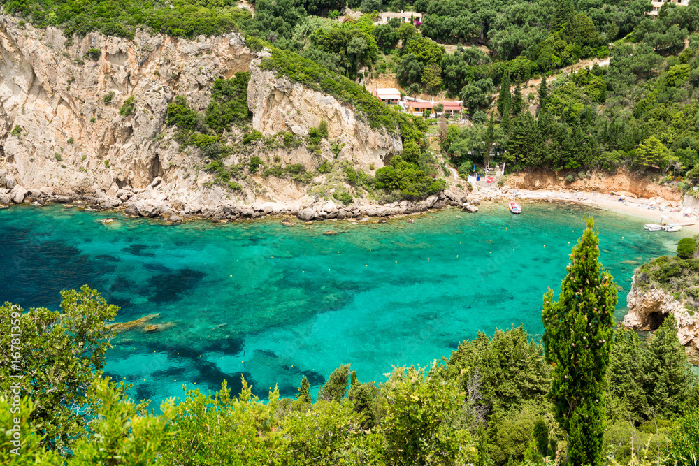 paradise beach in Paleokastritsa on Corfu island, Greece