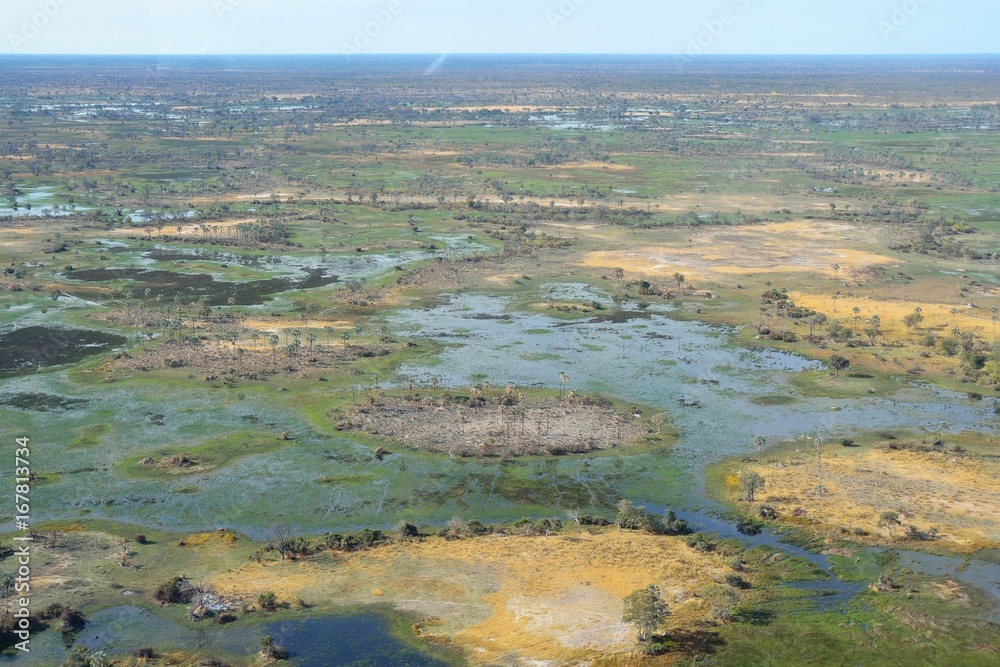 Aerial view of the Okavango delta, Botswana