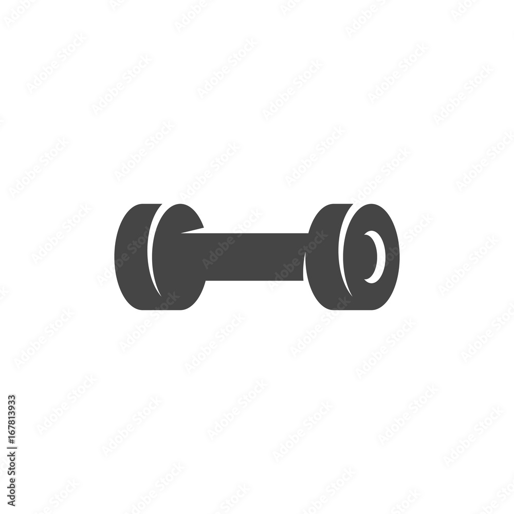 Fitness dumbbell icon. Vector logo on white background Fitness dumbbell icon. Vector logo on white background