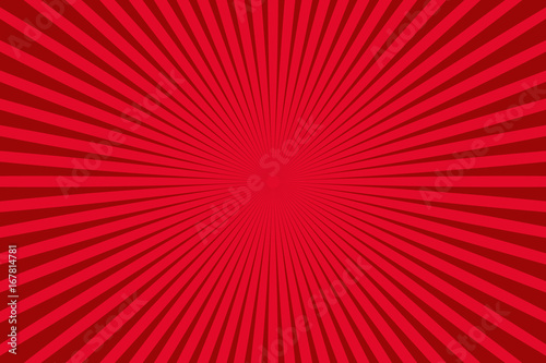 Red sunburst background. Vector.