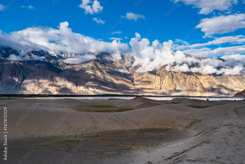 Landscape around Hunder Sand dunes in Nubra Valley, Ladakh, India