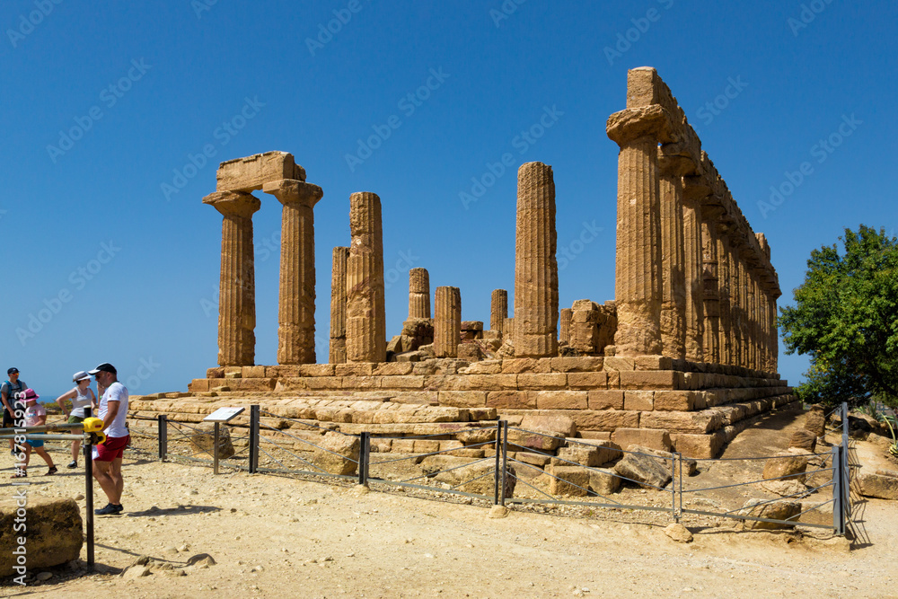 Agrigento, Italy - Tempio di hera. Valley of the Temples is an archaeological site in Agrigento (ancient Greek Akragas), Sicily, southern Italy. 