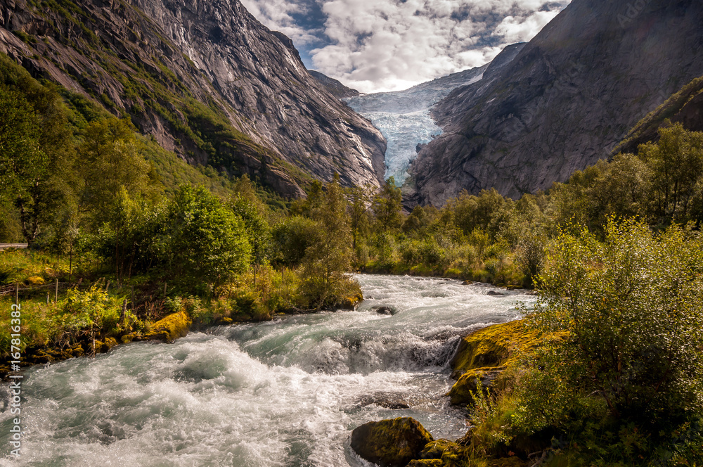 Nice day at the Briksdalbreen in Norway Nice day at the Briksdalbreen in Norway