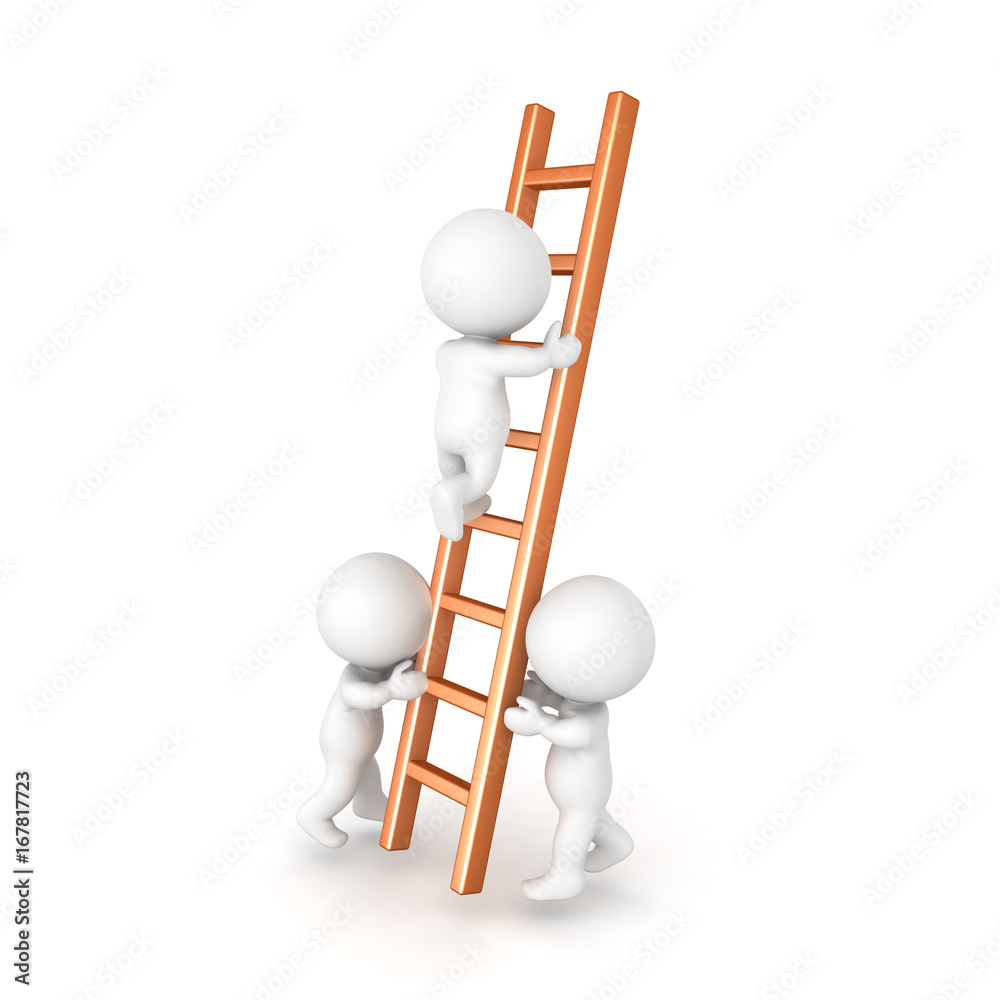 Two 3D Characters holding a ladder in order for one to climb Two 3D Characters holding a ladder in order for one to climb