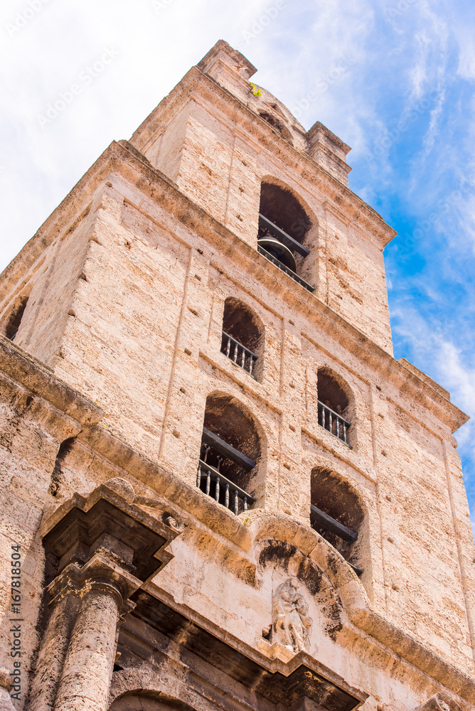 The building of Havana, Cuba. Bottom view. Vertical.