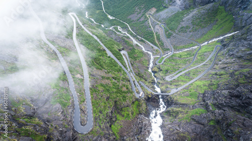 Trollstigen - the famous winding scenic mountain road in Norway, Europe. photo