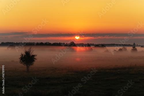 Beautiful sunrise fog