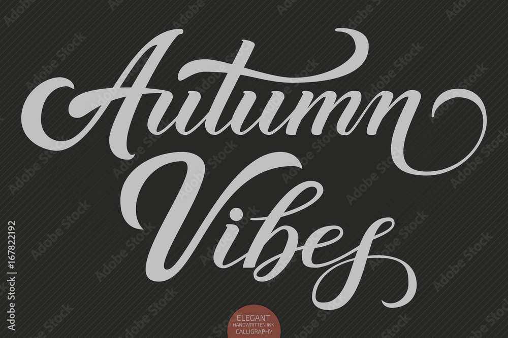 Hand drawn lettering - Welcome Vibes. Elegant modern handwritten calligraphy. Vector Ink illustration. Typography poster on dark background. For cards, invitations, prints etc.