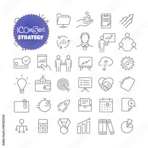 Outline icon set. Vector pictogram set. Strategy