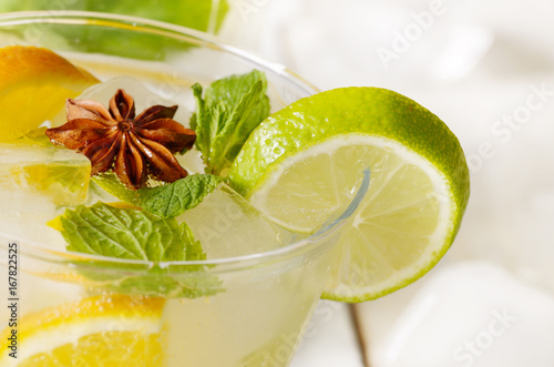 Lime and Orange Fruit Water with ice photo