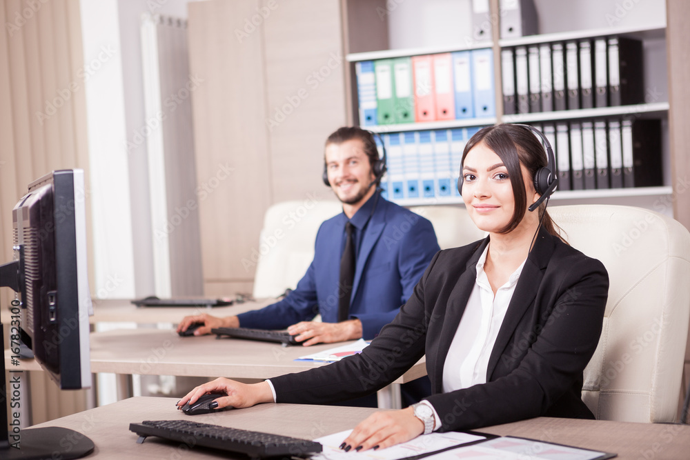 Customer support line woman worker. Help desk and support Customer support line woman worker. Help desk and support