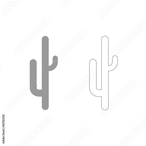 Cactus grey set icon .