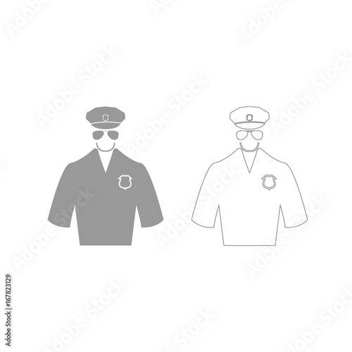 Police grey set icon .