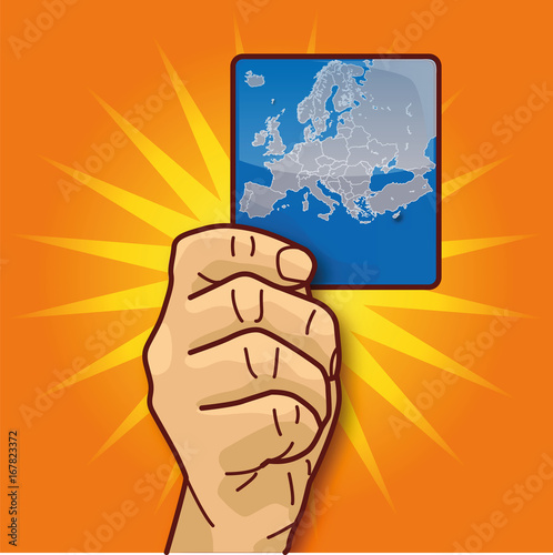 Hand zeigt eine Karte mit Europa