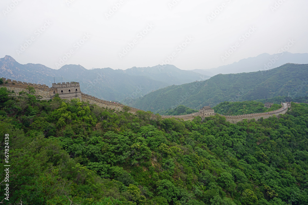 Fototapeta premium View of the Mutianyu section of the Great Wall of China located in Huairou Country northeast of Central Beijing
