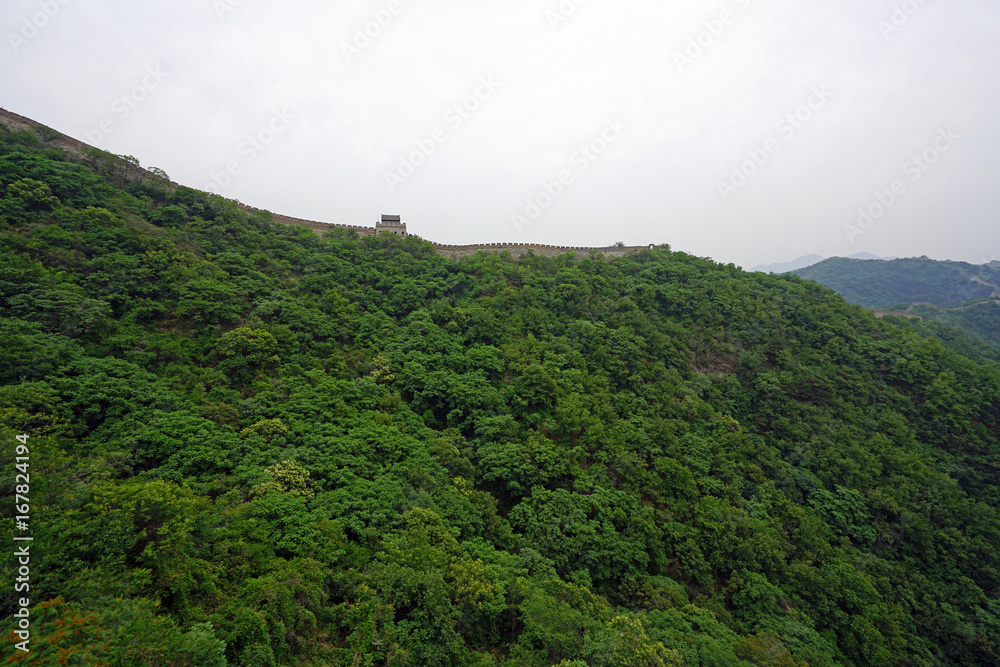 View of the Mutianyu section of the Great Wall of China located in Huairou Country northeast of Central Beijing