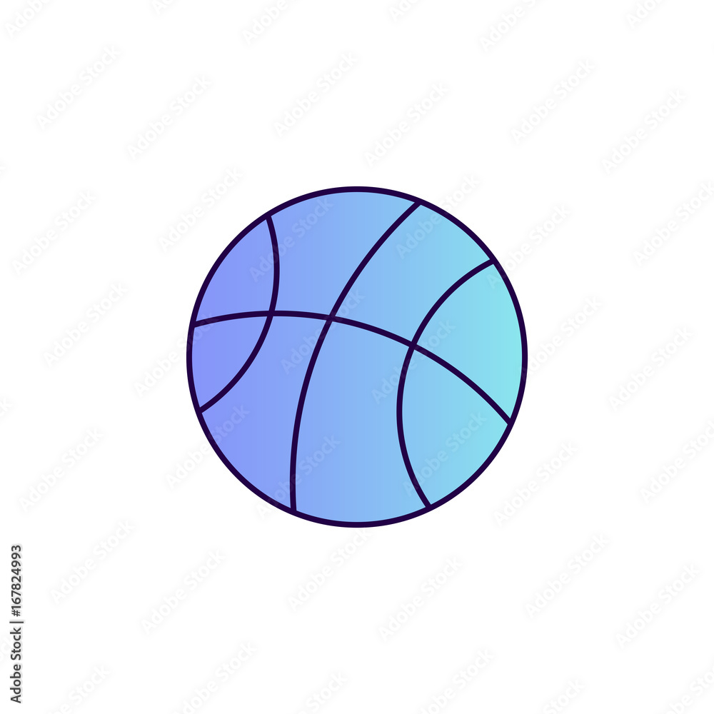 Isolated flat line gradient basketball icon. Isolated flat line gradient basketball icon.