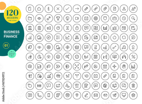 Business and finance line icons collection. Outline concept icons for web and app design and development.