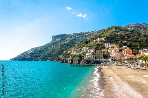 Long, sandy beach in Maiori, Amalfi Coast