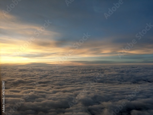 sunset on the clouds