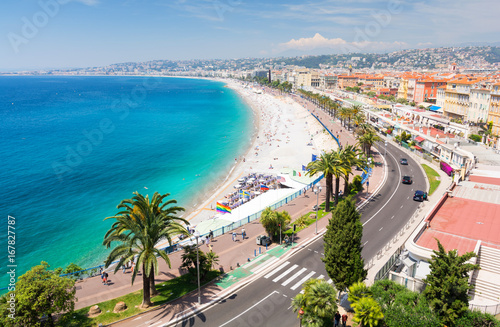 view on famous Promenade des Anglais in Nice, french riviera, cote d'azur, France