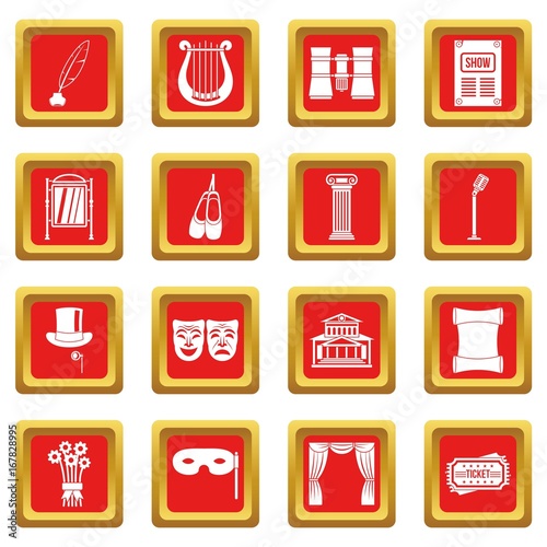Theater icons set red