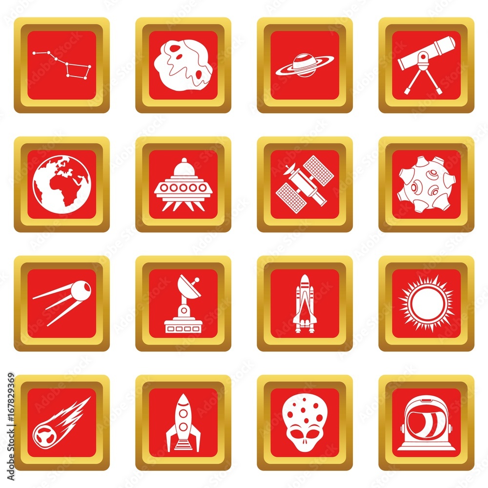 Space icons set red