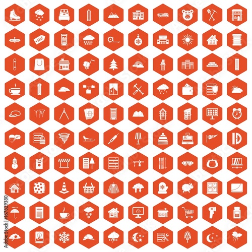 100 windows icons hexagon orange