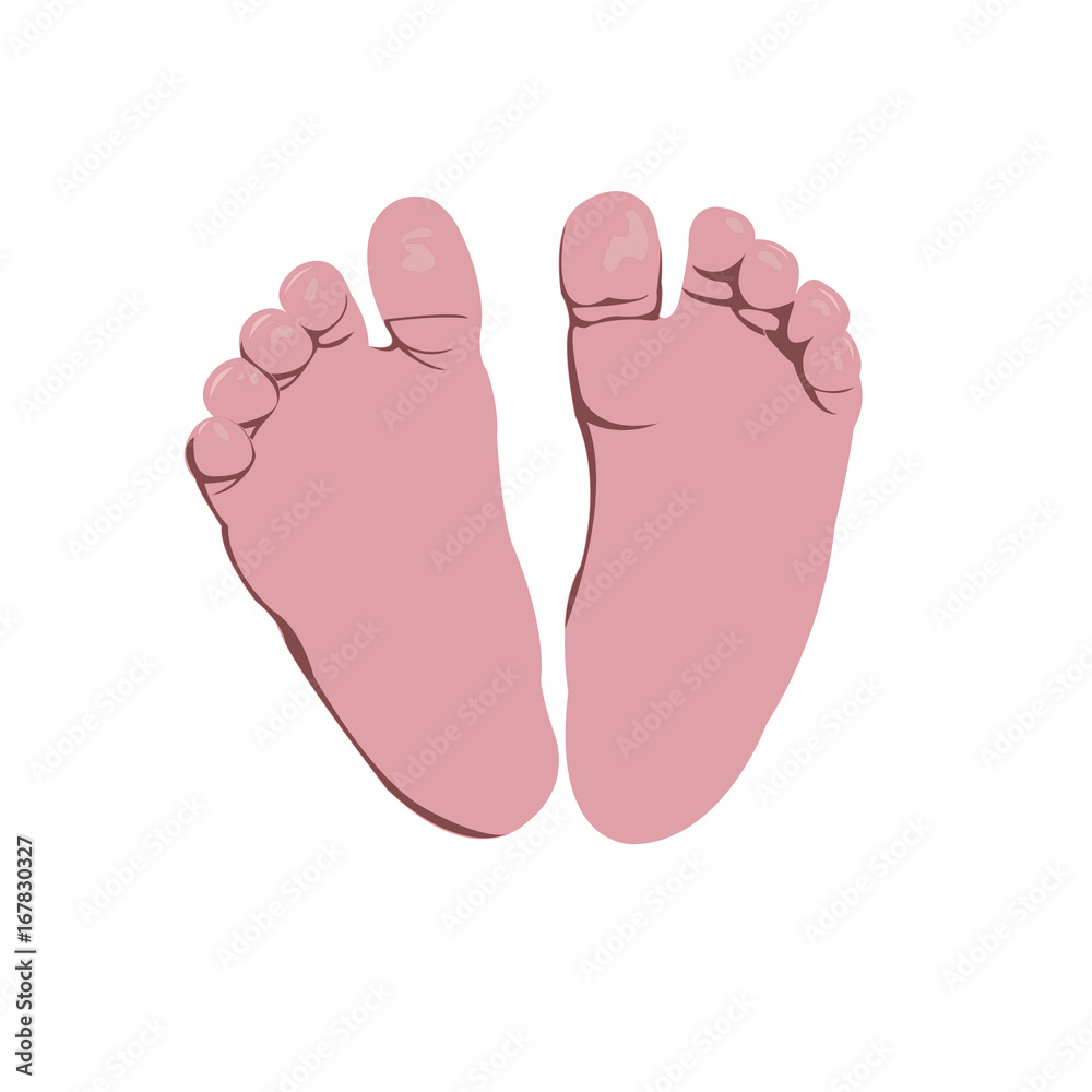 On white background isolated baby foot prints of soles On white background isolated baby foot prints of soles