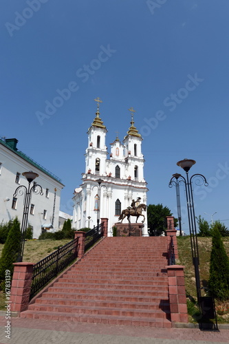 The Holy Resurrection (Market) church and the monument to the Grand Duke of Lithuania, Olgerd, in Vitebsk. photo