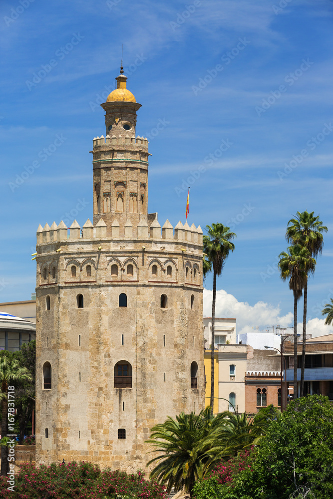 View of Torre del Oro, Seville, Spain.