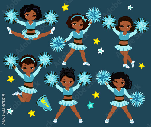 Cheerleaders Team Of Girls .Cheerleading Uniform   turquoise vector illustration.