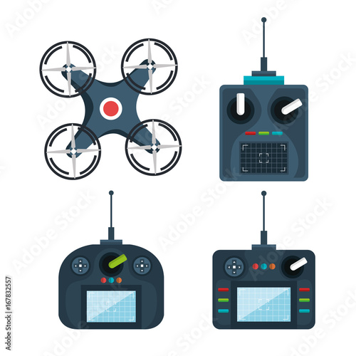 drone modern remote controls technology device vector illustration