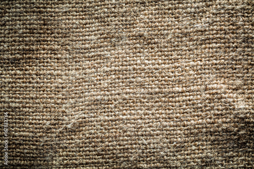 Vintage textured burlap background top view