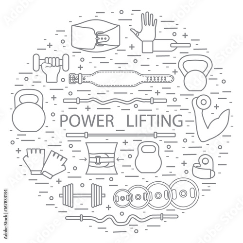 Weightlifting training objects arranged in a circle.