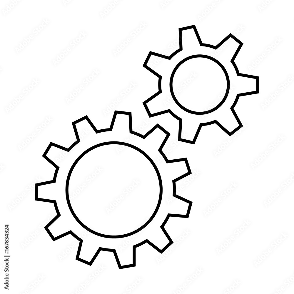 Two black cogwheel on white